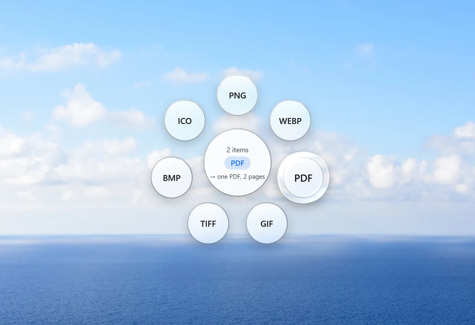 Santra's Convert orbit open for 2 pictures, with the PDF option highlighted
